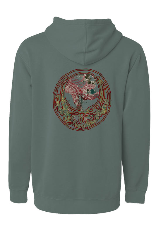 Grateful Dead Original Art Stealie (BACK print) Independent Pigment Dyed Hoodie